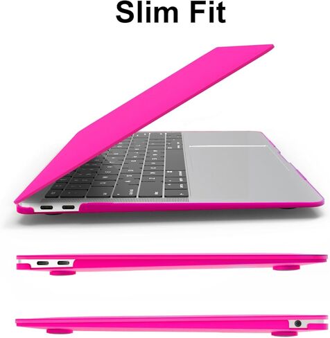 AKIT متوافق مع حافظة MacBook Air 13 بوصة M1 2022-2020 2019 2018 A2337 A2179 A1932، [رفيعة للغاية] حافظة صلبة غير لامعة وواقي شاشة وغطاء لوحة مفاتيح لجهاز MacBook Air 13.3 بوصة 2020، وردي فاقع in Kuwait