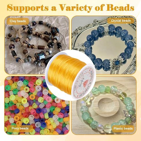15 Rolls 50M Elastic String for Bracelets, 0.8mm Bracelet String Elastic Cord, Stretchy String for Bracelet Making, Beading Supplies for Necklaces, Clay Beads, Pony Beads (Multiple Colors) in Kuwait