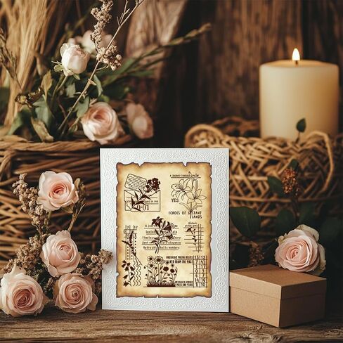 Generic Vintage Floral Clear Silicone Seal Stamps, 6.3 x 4.33 inches, Rectangular, Decorative Clear Stamps, for Crafts, Cards, Scrapbooking, Journal Decoration in Saudi Arabia