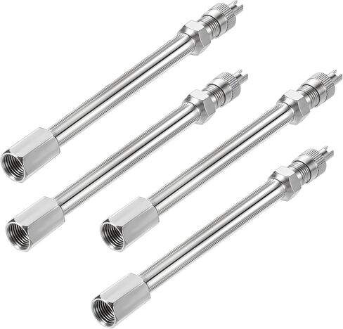 4 Pcs 4.3 Inch Valve Stem Extension, 110 mm Wheel Tire Valve Extension Long Brass Universal Tire Stem Extender for Car, Motorcycle, Truck, Bike (Silver) in Saudi Arabia