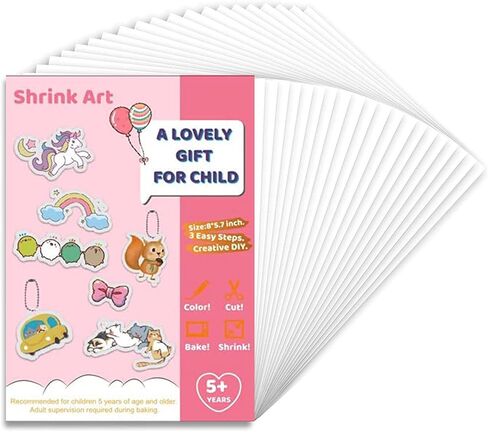 24 PCS Shrink Plastic Sheets, Shrinky Art Paper Shrink Film Sheets for Kids Creative Craft, Create Your Own Earrings, Necklace, Keychains(A5 Size) in Saudi Arabia