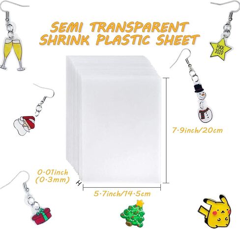 24 PCS Shrink Plastic Sheets, Shrinky Art Paper Shrink Film Sheets for Kids Creative Craft, Create Your Own Earrings, Necklace, Keychains(A5 Size) in Saudi Arabia