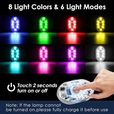4 قطع مصابيح LED لاسلكية للسيارة مع جهاز تحكم عن بعد، 8 ألوان مصابيح داخلية للسيارة، ضوء ليلي LED محمول قابل لإعادة الشحن، أضواء تغيير لون مزامنة الموسيقى. in Saudi Arabia