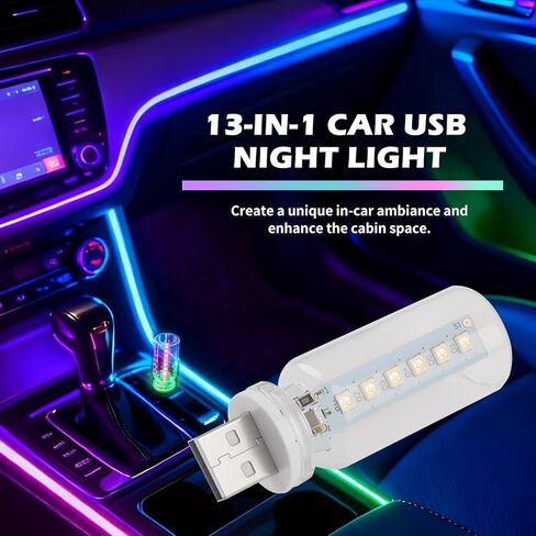 Car USB Night Light with 13-in-1 Design,Touch Adjustable USB Car Light with 7 Colors & 13 Modes,Portable LED Cars USBs Lights for Creating Atmosphere Cars Interior Accessories in Saudi Arabia