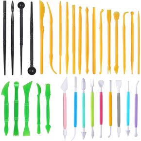 32 قطعة من أدوات نحت الطين، مجموعة أدوات فنية من طين البوليمر وأدوات يدوية لتزيين الكيك، مجموعة أدوات الفخار البلاستيكية DIY لنقش الحرف الفوندانية in Kuwait