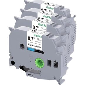 4 عبوات شريط TZe TZ 18 مم 0.7 بديل أبيض مصفح لشريط صانع ملصقات Brother TZe-241 TZe241 TZ-241 TZ241 ملصق مغلف قياسي 18 مم لـ P Touch PTD400 PTD600 PTD610bt، 0.7 بوصة × 26.2 بوصة in Kuwait