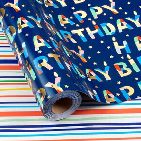 لفة ورق تغليف Flyhill - 46.8 قدم مربع (17 بوصة × 32.8 قدم) - ورق تغليف هدايا باللون الأزرق الداكن مع تصميم حروف أبي لامعة من رقائق معدنية لعيد الأب، وأعياد الميلاد، والحفلات، وجميع العطلات in Kuwait