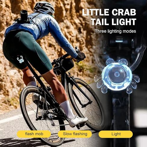 1 PC Bike Crab Tail Light, Cute Bike Lights for Night Riding, Waterproof Cycling Warning Tail Light, Long-Lasting Riding Gear for Men Women Kids (Multicolored) in Saudi Arabia