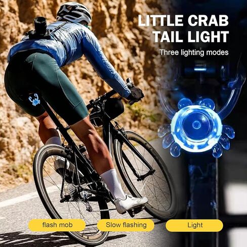 1 PC Bike Crab Tail Light, Cute Bike Lights for Night Riding, Waterproof Cycling Warning Tail Light, Long-Lasting Riding Gear for Men Women Kids (Multicolored) in Saudi Arabia