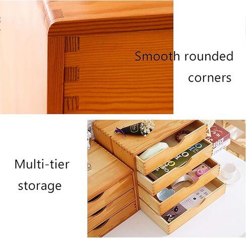 Desktop File Drawer - 4/3/2/1 Tier Quality Wood Desk Organizer, File Cabinets, for Desktop Office Supplies, Vanity, Kitchen and Home.,4 Layers in Saudi Arabia