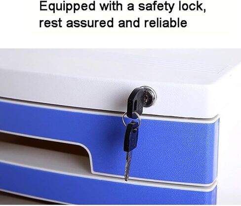 File Storage Cabinet - Drawers Desk Storage Unit Organizer Lockable File Cabinet Box for Office/Color:Orange, Blue, Pink, Yellow, 5 Drawers,Yellow in Saudi Arabia