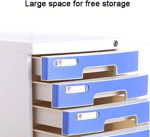 File Storage Cabinet - Drawers Desk Storage Unit Organizer Lockable File Cabinet Box for Office/Color:Orange, Blue, Pink, Yellow, 5 Drawers,Yellow in Saudi Arabia