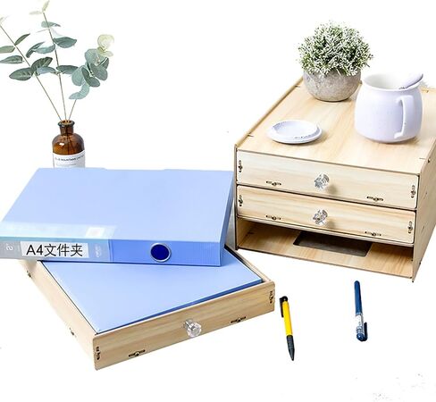Multi-Functional Wood Making Desk Organizer File Cabinet Office Supplies Desktop Storage Organizer Box with Drawer,3 Layer in Saudi Arabia