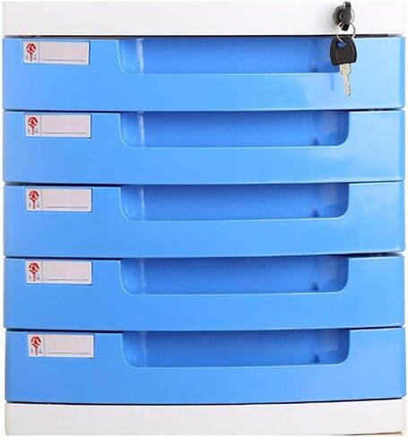 File Storage Cabinet - Drawers Desk Storage Unit Organizer Lockable File Cabinet Box for Office/Color:Orange, Blue, Pink, Yellow, 5 Drawers,Yellow in Saudi Arabia