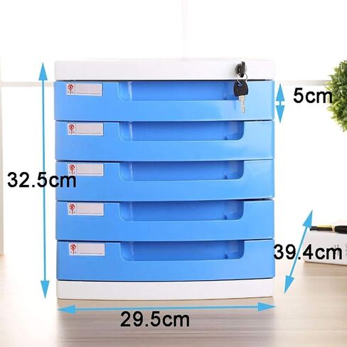 File Storage Cabinet - Drawers Desk Storage Unit Organizer Lockable File Cabinet Box for Office/Color:Orange, Blue, Pink, Yellow, 5 Drawers,Yellow in Saudi Arabia