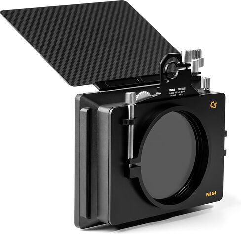 NiSi Cinema C5 Matte Box Starter Kit | مرحلتان، مشبك 95 مم، خفيف الوزن، فتحات لمرشح واحد لكل 4x4 و4x5.65 | محولات 67/72/77/82، صواني الفلتر، حقيبة السفر | التصوير السينمائي والفيديو in Kuwait