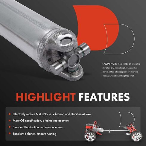 A-Premium Rear Complete Drive Shaft Prop Shaft Driveshaft Assembly Compatible with Chevrolet Silverado 2500 HD & GMC Sierra 2500 HD, [Extended Cab Pickup, 4WD, 6L90 Auto 6 Speed Trans, 78.8" Bed] in Saudi Arabia