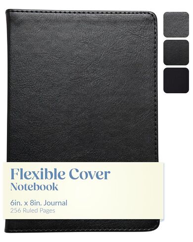 دفتر ملاحظات Eccolo Simple Professional Journal، غطاء مرن من الجلد الصناعي، دفتر ملاحظات A5 مع صفحات عاجية مبطنة، مسطح، إشارات مرجعية شريطية (أسود، 5.5 × 8 بوصة) in Saudi Arabia