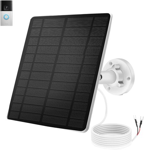 Solar Panel Compatible with Video Doorbell 3 and 4, Battery Video Doorbell Plus, 13ft Charging Cable, 360°Adjustable Wall Mount,White in Saudi Arabia