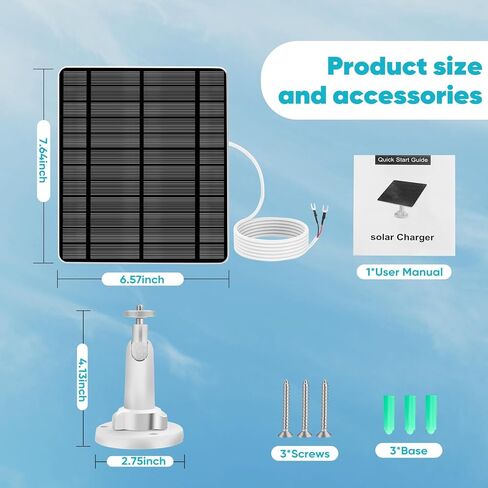 Solar Panel Compatible with Video Doorbell 3 and 4, Battery Video Doorbell Plus, 13ft Charging Cable, 360°Adjustable Wall Mount,White in Saudi Arabia