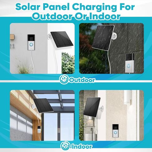 Solar Panel Compatible with Video Doorbell 3 and 4, Battery Video Doorbell Plus, 13ft Charging Cable, 360°Adjustable Wall Mount,White in Saudi Arabia