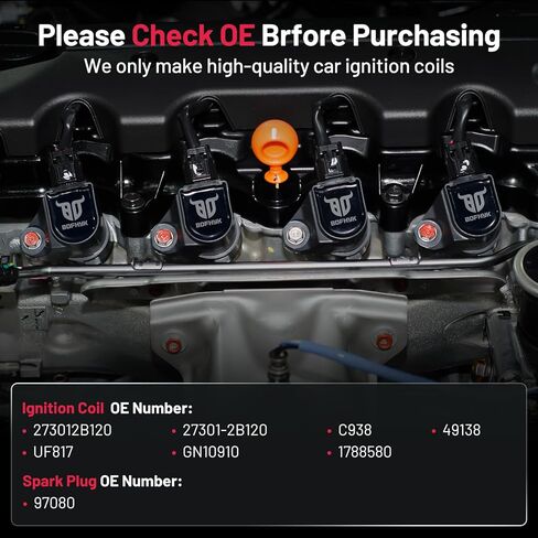 BDFHYK Ignition Coils Pack Compatible with 2007 2008 2009 2010 Hyundai Santa Fe Kia Rondo Magentis Optima l4 V6 2.4L 2.7L Coil for UF558 C1567 SKIC168 C782 5C1624 GN10441 21A0103 GN10569 Set of 6 in Kuwait