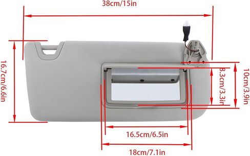 munirater 1Pcs Sun Visor Gray Right Passenger Side RH with Light and Cosmetic Mirror Replacement for Altima 2019 2020 2021 2022 2023 2024 96400-6CA3C in Saudi Arabia