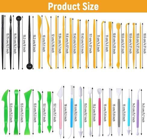 32 قطعة من أدوات نحت الطين، مجموعة أدوات فنية من طين البوليمر وأدوات يدوية لتزيين الكيك، مجموعة أدوات الفخار البلاستيكية DIY لنقش الحرف الفوندانية in Kuwait