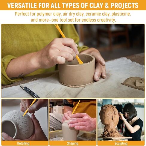 32 قطعة من أدوات نحت الطين، مجموعة أدوات فنية من طين البوليمر وأدوات يدوية لتزيين الكيك، مجموعة أدوات الفخار البلاستيكية DIY لنقش الحرف الفوندانية in Kuwait