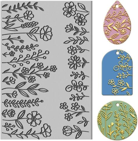 Flower Clay Texture Mat Clay Plant Modeling Pattern Pad Texture Sheets for Polymer Clay Making Earrings Jewelry, 4x2.6inch in Saudi Arabia