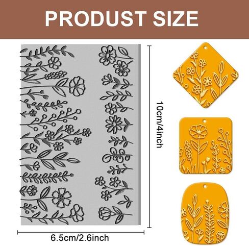 Flower Clay Texture Mat Clay Plant Modeling Pattern Pad Texture Sheets for Polymer Clay Making Earrings Jewelry, 4x2.6inch in Saudi Arabia