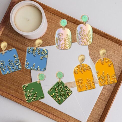 Flower Clay Texture Mat Clay Plant Modeling Pattern Pad Texture Sheets for Polymer Clay Making Earrings Jewelry, 4x2.6inch in Saudi Arabia