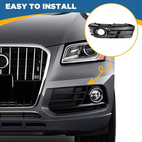 TOPUS Pair Fog Light Covers for Audi Q5 MK1 2013-2017 Front Bumper Lower Grill Grille Bezel Insert Driver and Passenger Side Replace 8R0807682JBJI 8R0807681MBJI AD8222133 AD8222134 AU1038123 AU1039123 in Saudi Arabia