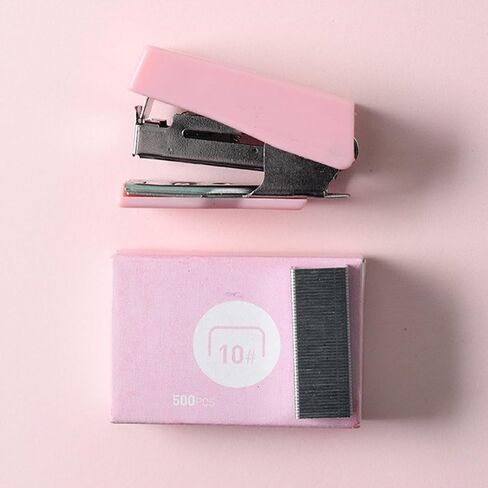 Mini Stapler Set, Cute Small Stapler Hand Held Desk Stapler and 10# 500Pcs Staples for Office School Supplies(Pink) in Saudi Arabia