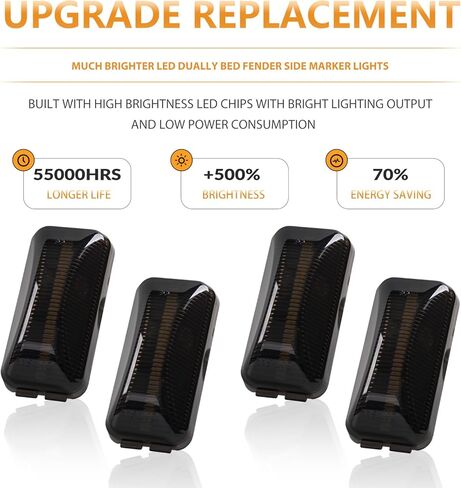 LED Dually Bed Fender Side Marker Lights For 1984-1996 Ford F250 F350 Dual Rear Wheel Marker Lamps Smoked Len (Amber Red) in Saudi Arabia