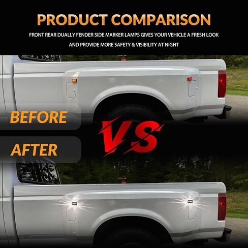 LED Dually Bed Fender Side Marker Lights For 1984-1996 Ford F250 F350 Dual Rear Wheel Marker Lamps Smoked Len (Amber Red) in Saudi Arabia