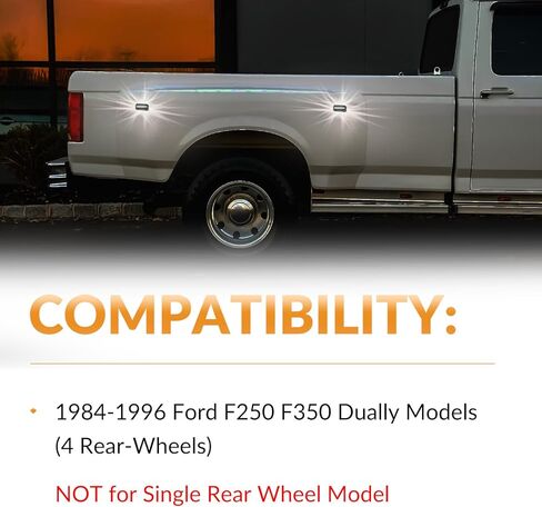 LED Dually Bed Fender Side Marker Lights For 1984-1996 Ford F250 F350 Dual Rear Wheel Marker Lamps Smoked Len (Amber Red) in Saudi Arabia