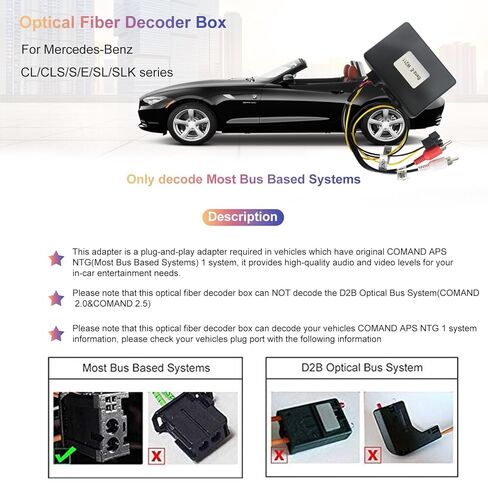 معظم الصناديق لفك تشفير الألياف الضوئية، محول الصوت البصري لسلسلة Mercedes Benz E CLS SLK SL S CL (W219 W211 W171) (قبل 2008) استبدال وحدة رأس ستيريو للسيارة بنظام Android in Saudi Arabia