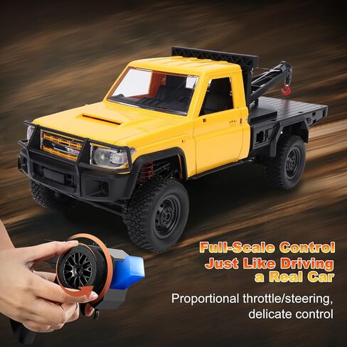 RC Crawler, 1:12 Scale New Upgrade MN82-T RC Truck Crane, 4WD LC79 Off Road Remote Control Pickup with Lights All Terrain Wrecker Vehicle for Teens Adults (Yellow) in Saudi Arabia