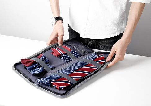 Modoker Mens Gift Tie Case for Travel Necktie Carrier Organizer Bag Storage Cufflinks and Suit Accessories, Black in Saudi Arabia