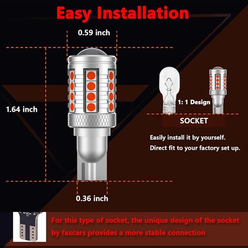 FAXCARS 921 912 لمبات LED في المنتصف ارتفاع جبل توقف ضوء الفرامل الثالث 1000K ضوء شحن سرير أحمر 6500K مجموعات كومبو بيضاء لرام سيلفرادو F150 F250 F350 سييرا، CANBUS خالية من الأخطاء ضد فرط فلاش in Kuwait