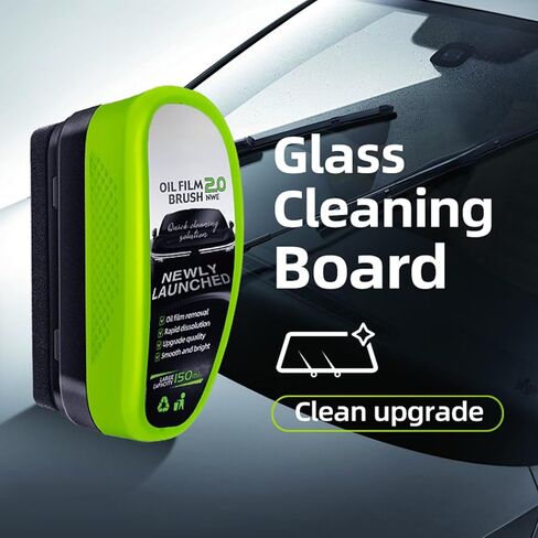 Automotive Oil Film Cleaning Brush, Clear Vision Glass Cleaner, Oil Film Cleaning Brush for Car Windows, Windshield Cleaner Tool, Universal Glass Wipe Board (Green,1PCS) in Saudi Arabia