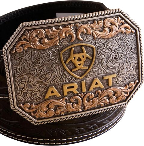 ARIAT Men's Floral Embossed Taper Belt, Tan, 34 in Saudi Arabia