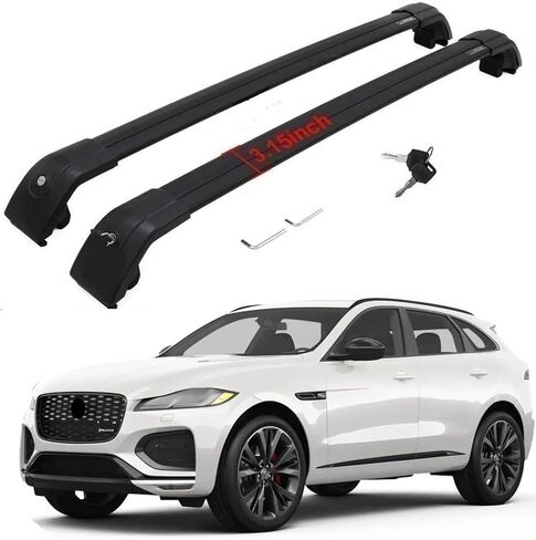 Loading 165lbs Black Cargo Racks for 2016-2024 2025 Jaguar F-PACE Roof Rack Cross Bars Rail Luggage Carrier Lockable Accessories in Saudi Arabia