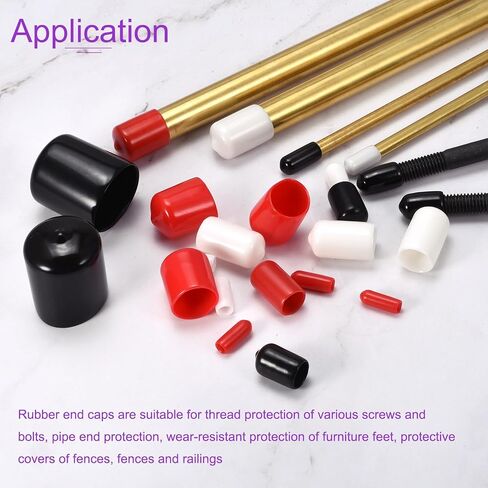 DMiotech 40 Pack 1/8" 1/4" 3/8" 1/2" ID White Screw Thread Protectors Rubber End Caps Bolt Covers for Screw Bolt Furniture Pipe in Saudi Arabia