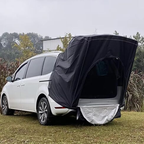 مظلة الباب الخلفي للتخييم SUV متوافقة مع BMW X5 E70 2006–2013 للتخييم التلقائي وتهوية سلسة، امتداد C-ثلاثة جوانب - أسود in Saudi Arabia