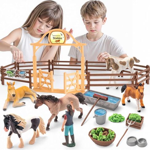 35 PCS Horse Toys Farm Set, Solid Realistic Animal Toy, Girls Toys in Saudi Arabia