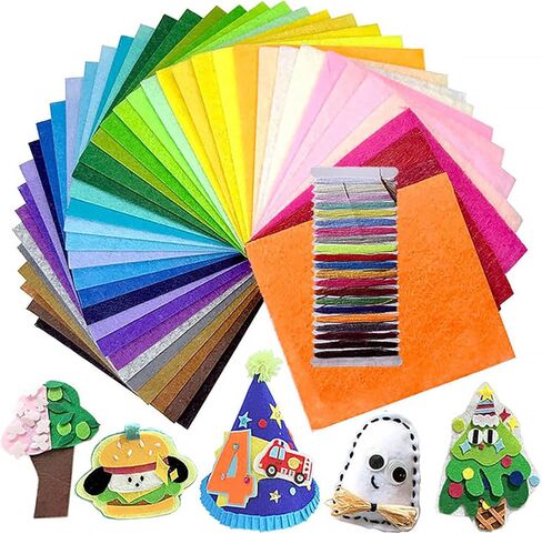 40pcs Soft Felt Fabric Sheet,40 Colors DIY Craft Squares Sewing Nonwoven 1mm Thick,4"x4" in Saudi Arabia