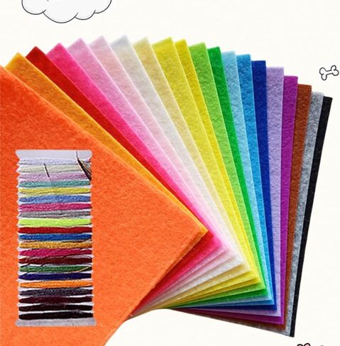 40pcs Soft Felt Fabric Sheet,40 Colors DIY Craft Squares Sewing Nonwoven 1mm Thick,4"x4" in Saudi Arabia