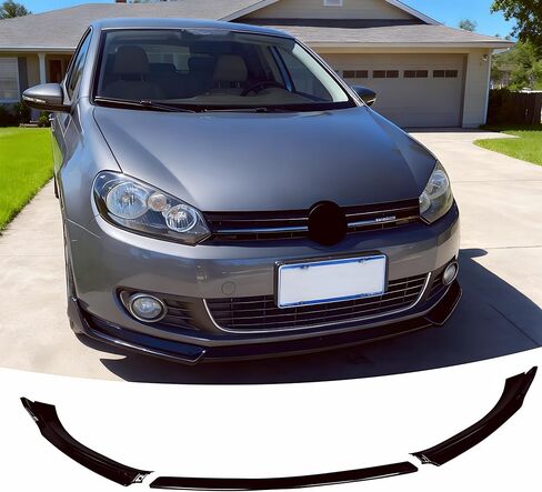جناح ممتص الصدمات الأمامي مناسب لسيارة Volkswagen VW Golf MK6 2010-2013 (الطراز الأساسي فقط)، طقم جسم الذقن الهوائي 3 قطع باللون الأسود اللامع in Saudi Arabia